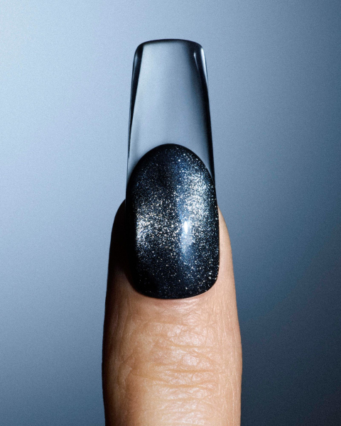 french manicure trends with nail art glass french tips on model